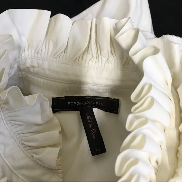 BCBGMaxazria Victorian Ruffle Wide-Leg Jumpsuit White Black 2 - Picture 11 of 11